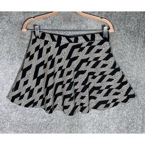 Lydia & Ben Mini Skirt Womens Size Medium Black Beige Geometric Lined‎ Flared